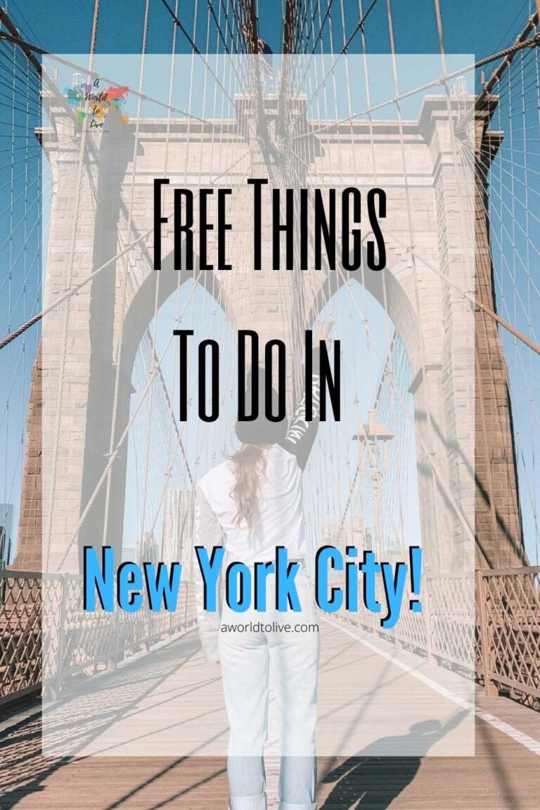 Free things to do in New York City, text over image of Elyse on the Brooklyn Bridge