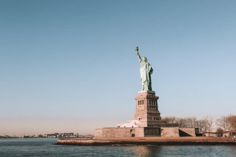 A view of the Statue of Liberty taken from the water during a new York city experiences