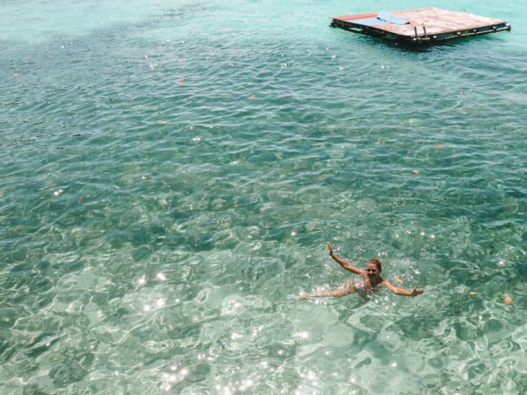 Elyse swimming in ocean in the Philippines