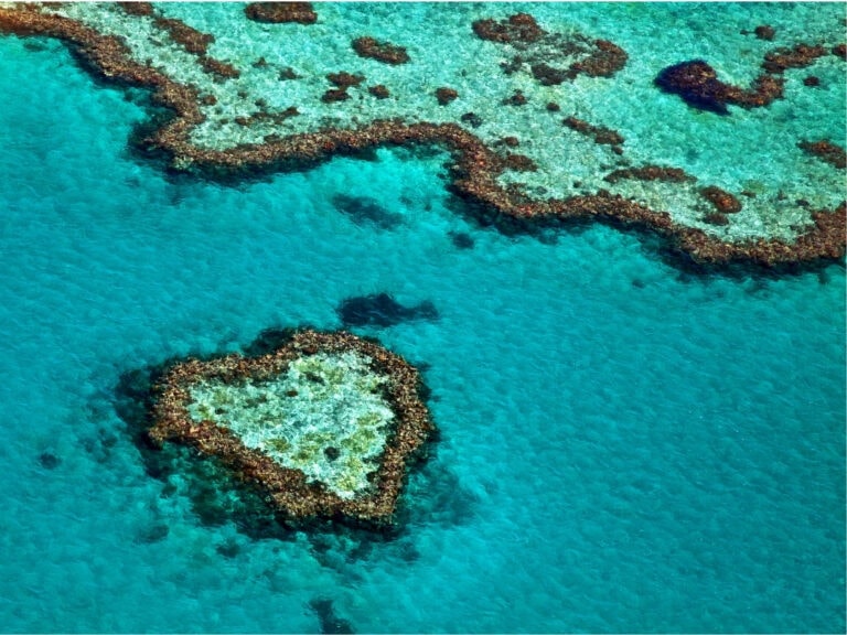 aerial shot of the heart reef on the Great Barrier Reef in Queensland. Suggestion for your Australian bucket list