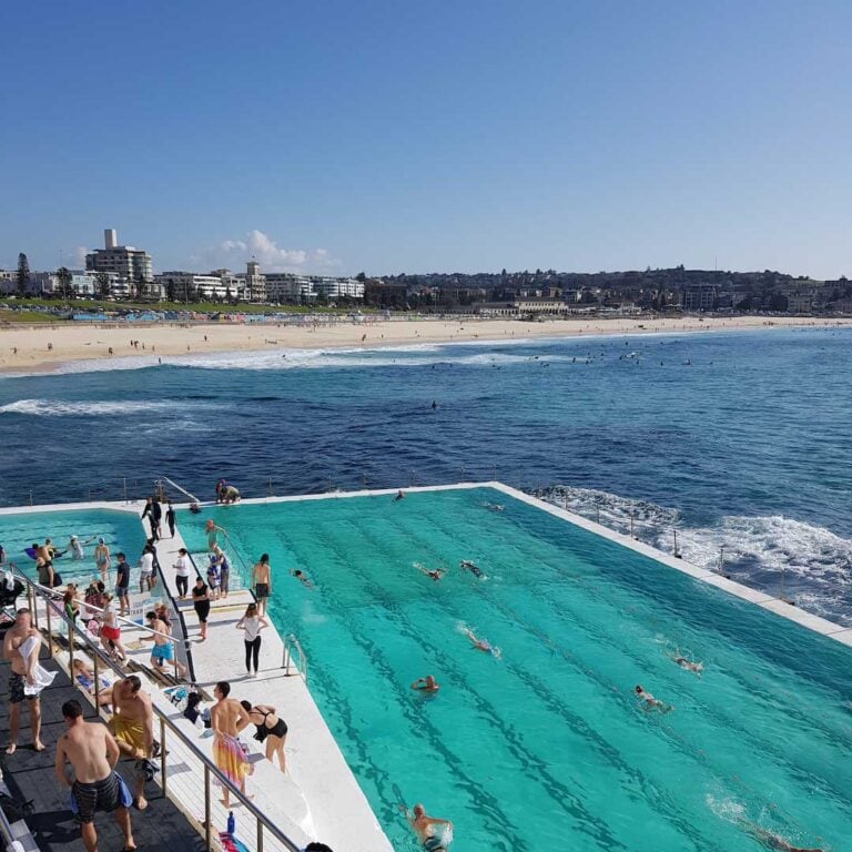 Famous swimming pools at Bondi beach in Australia