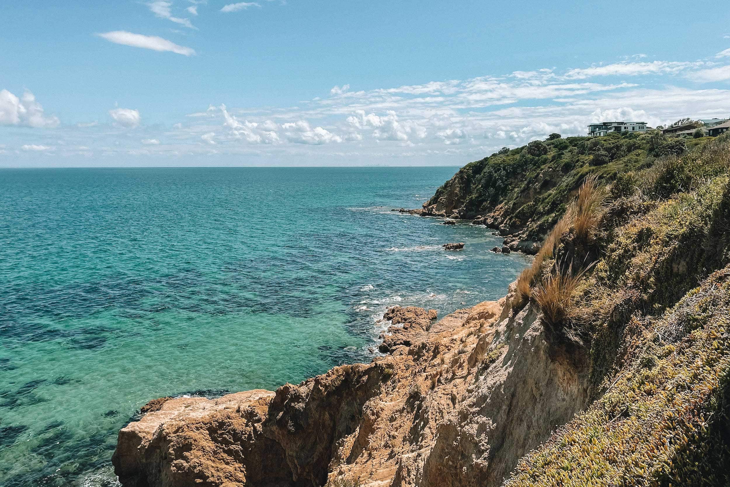 A high viewpoint of the ocean from Mount Martha in Australia
