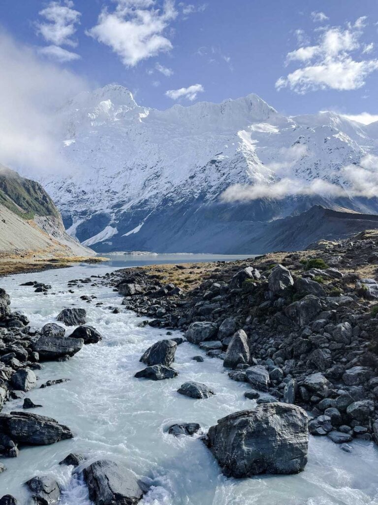 A raging river flowing from Mt Cook in NZ