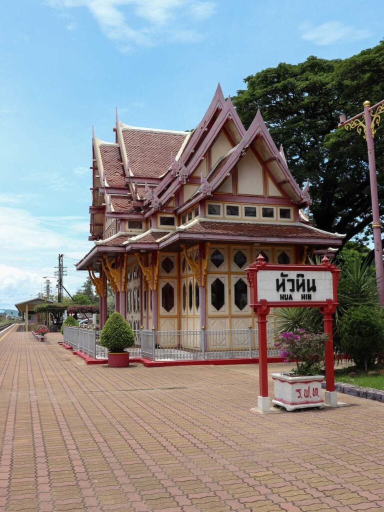 a traditional Thai building at Hua Hin railway station.