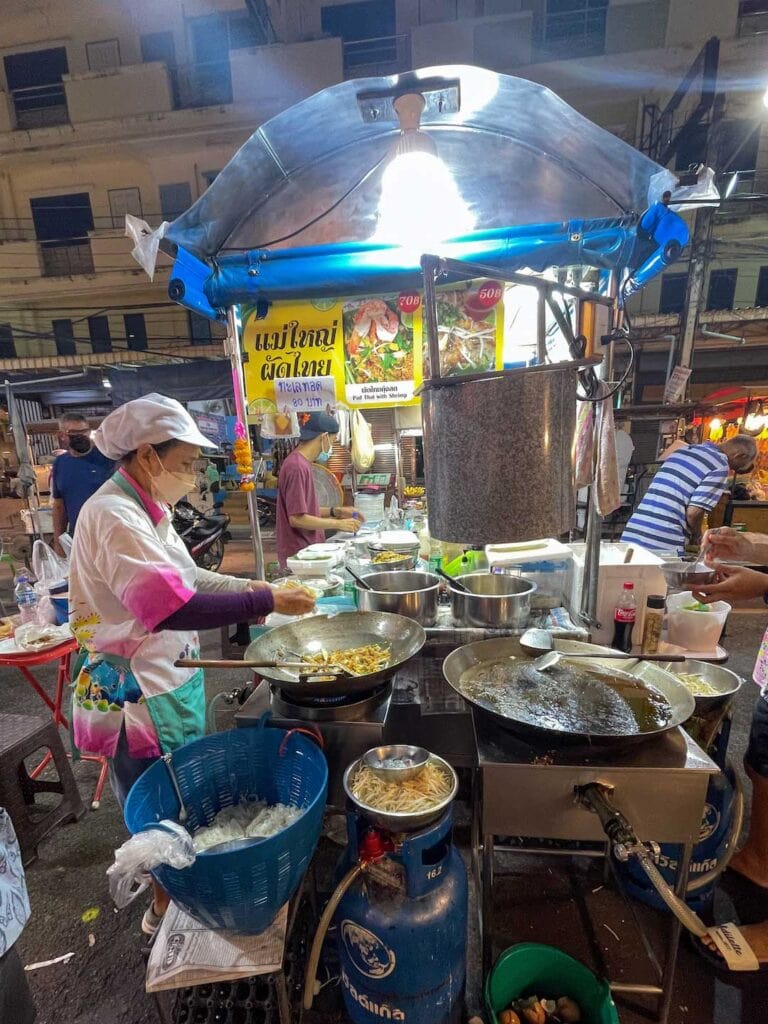 Locals making Thai food at Hua Hin night market. A must see place during 2 days in Hua Hin