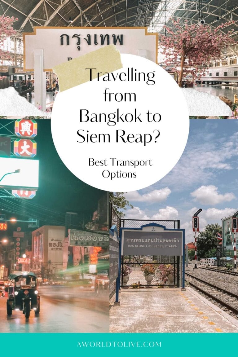 three images showing transport options between Bangkok and Siem Reap in 2024