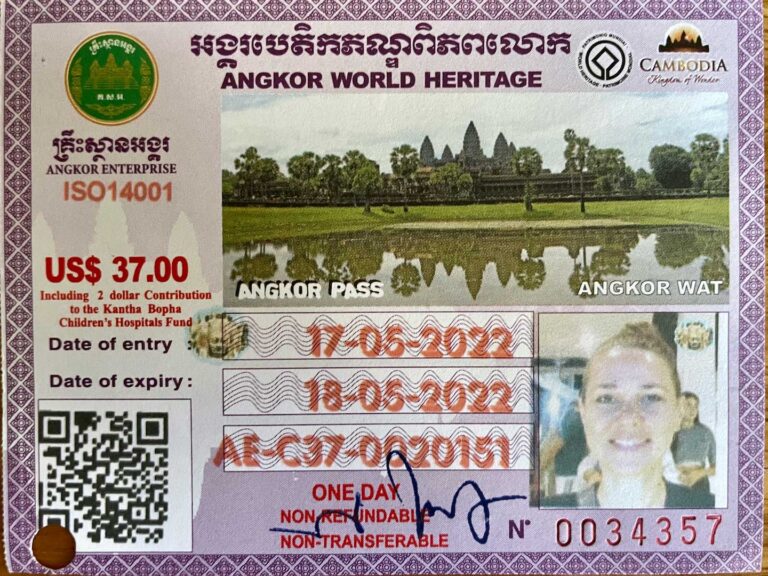 A photo of my Ticket to Angkor Wat. 1 day pass