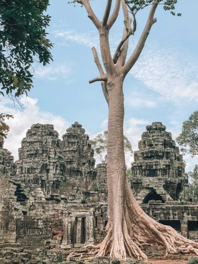 Ancient temples of Angkor Wat seen during a one day visit in May