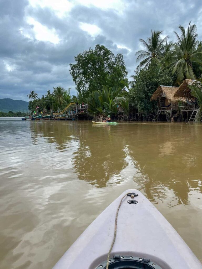 Kayaking on the river in Kampot