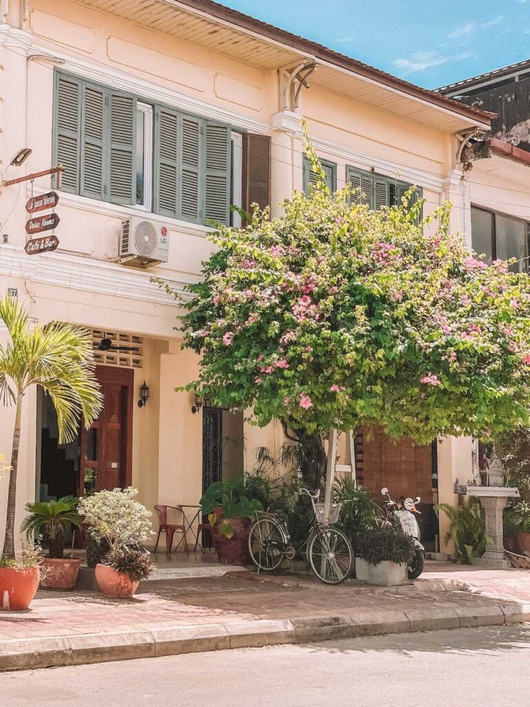 An old French Colonial building in Kampot, Cambodia