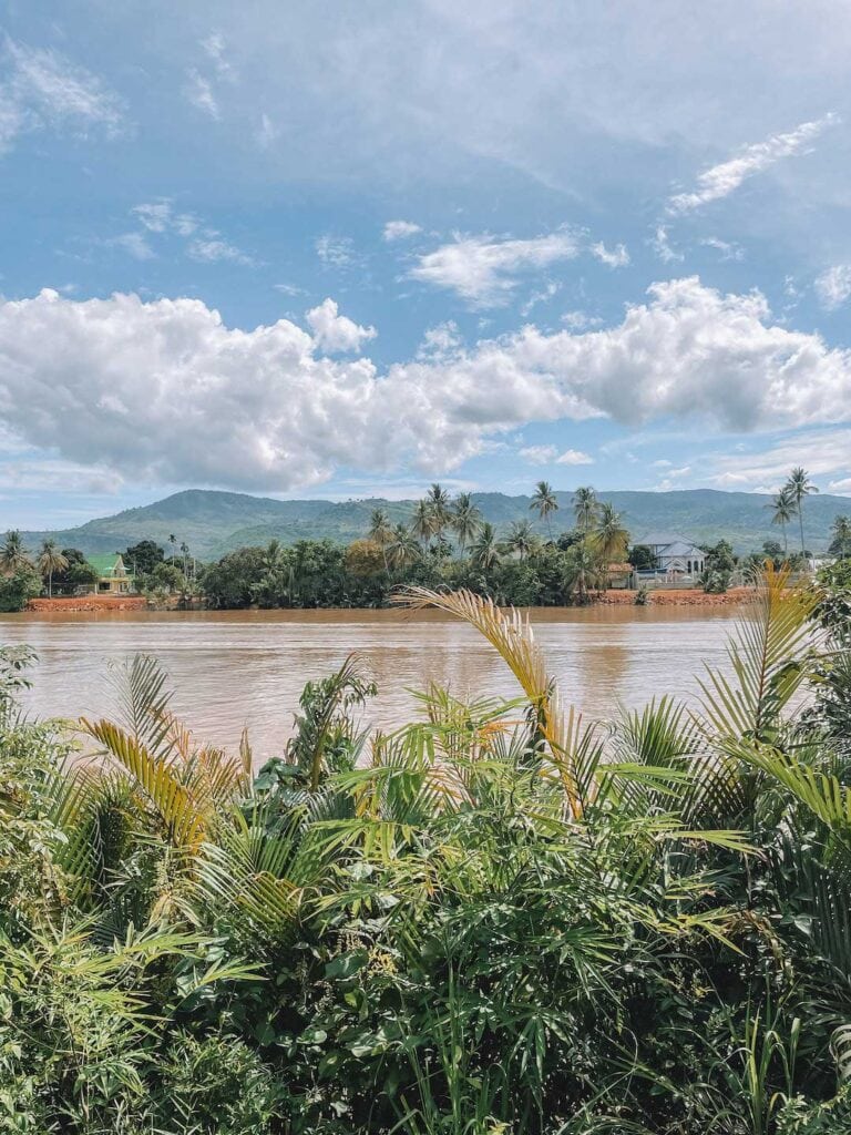 A view of the river in Kampot from our accommodation at Green Mangos Bungalows