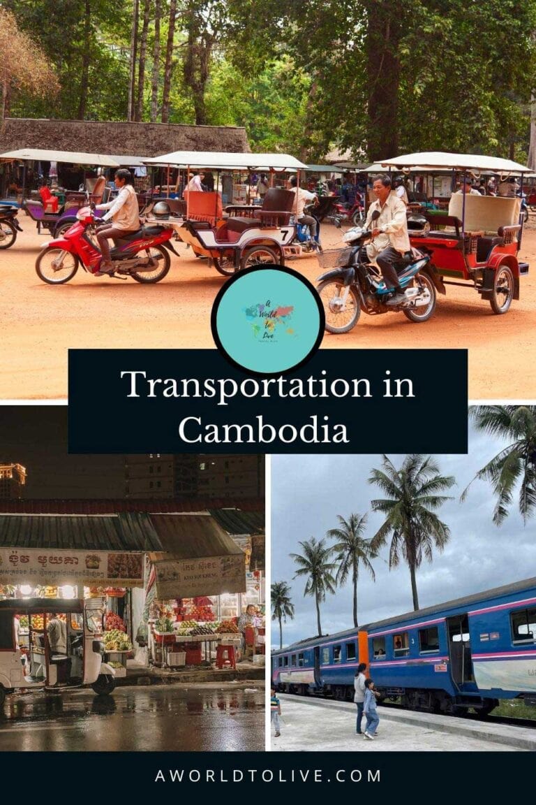 three images of transportation in Cambodia, infographic for Pinterest