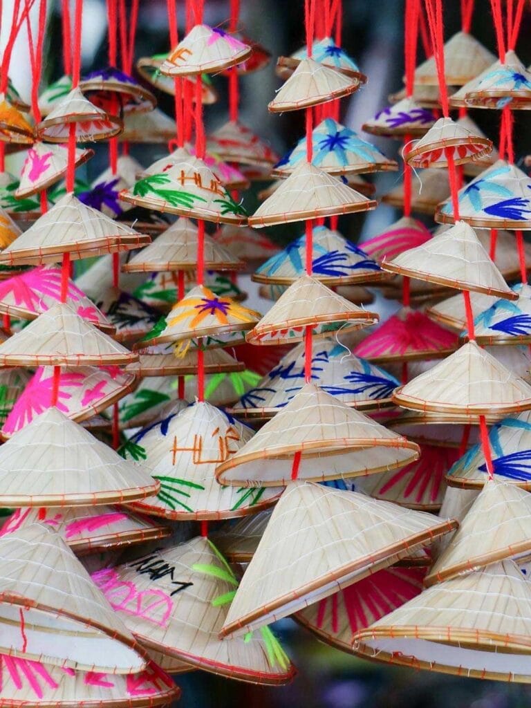 A close up image of locally made souvenirs in Vietnam
