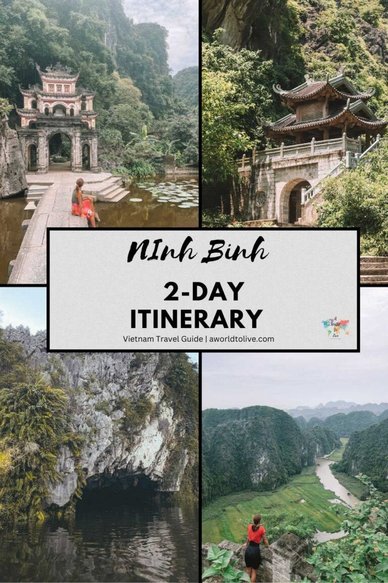 4 images of beautiful scenery in Ninh Binh, Vietnam. Share this travel guide on Pinterest