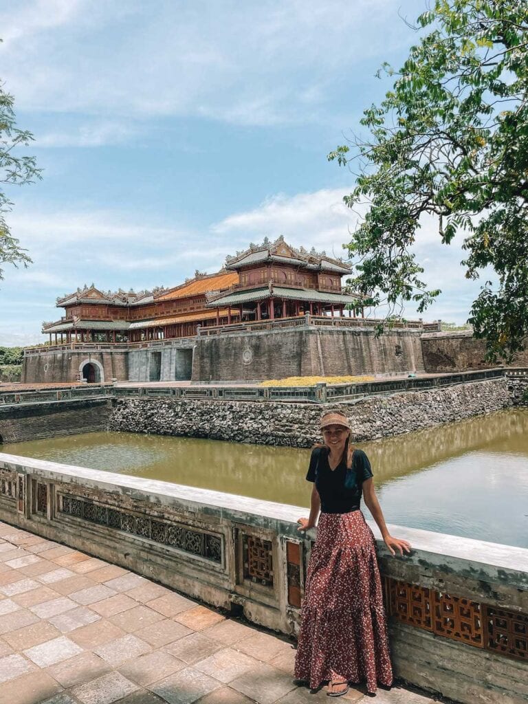 Standing out the front of the imperial city. Vietnam
