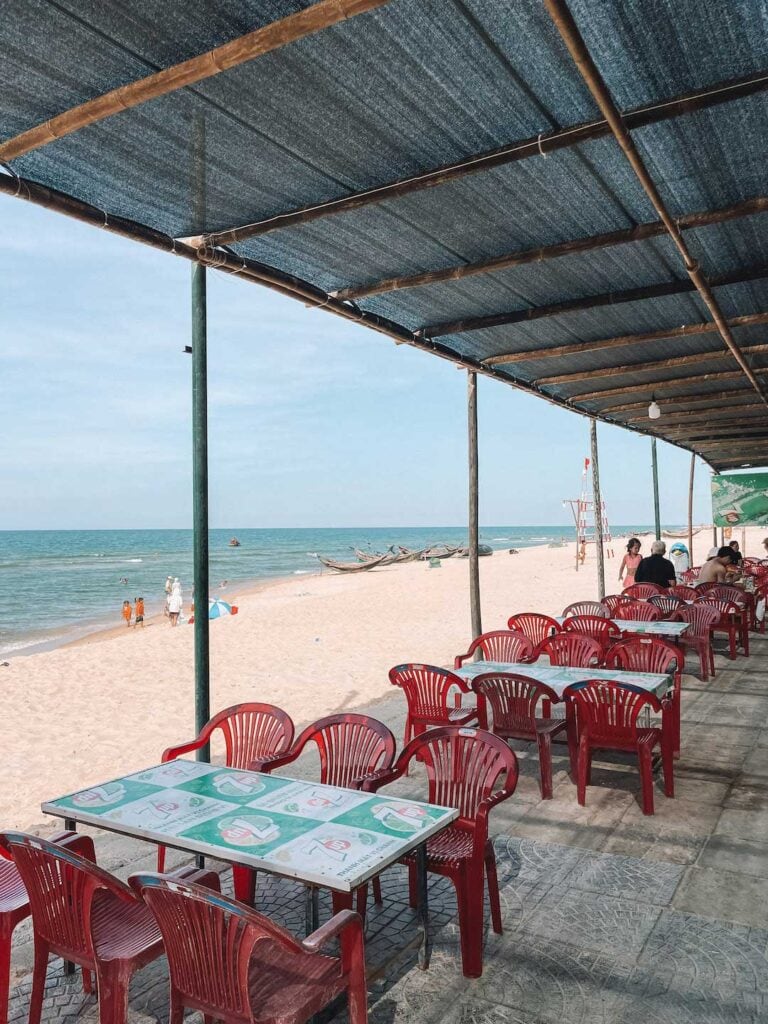 A seafood Restaurant backing onto Thuan An Beach near Hue. Taken in the early afternoon before it was busy