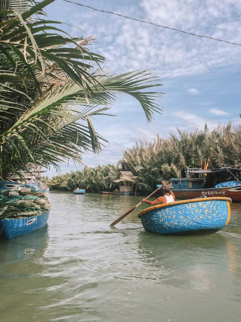 Basket boat ride in thr coconut village