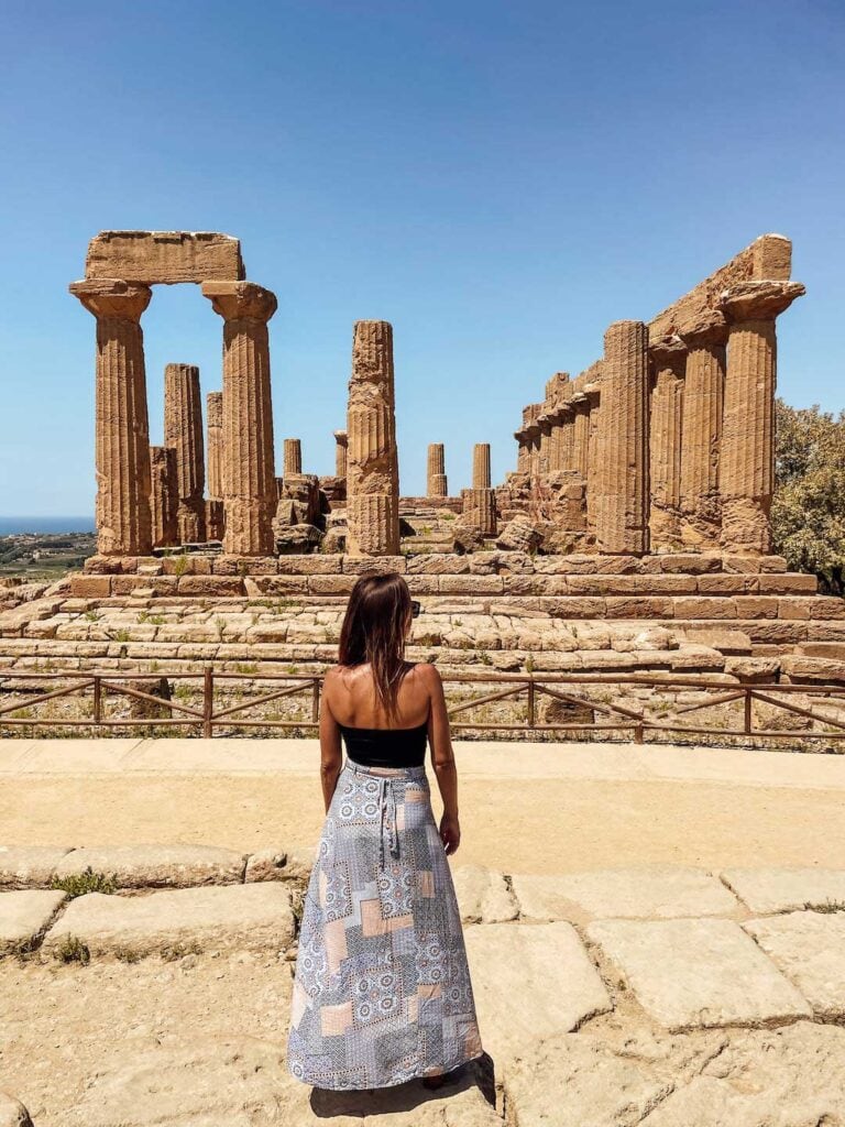 Elyse at the Valley of the Temples in Agrigento. day trips from Palermo