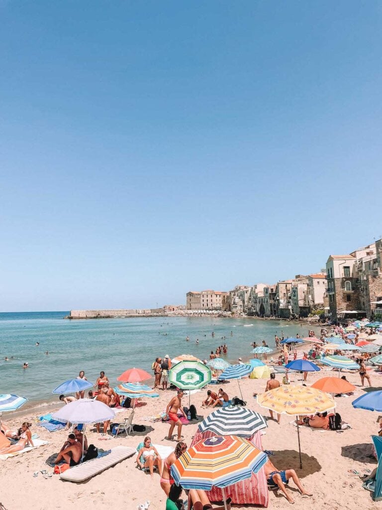 The beautiful Cefalù Beach in Sicily. day trip from Palermo