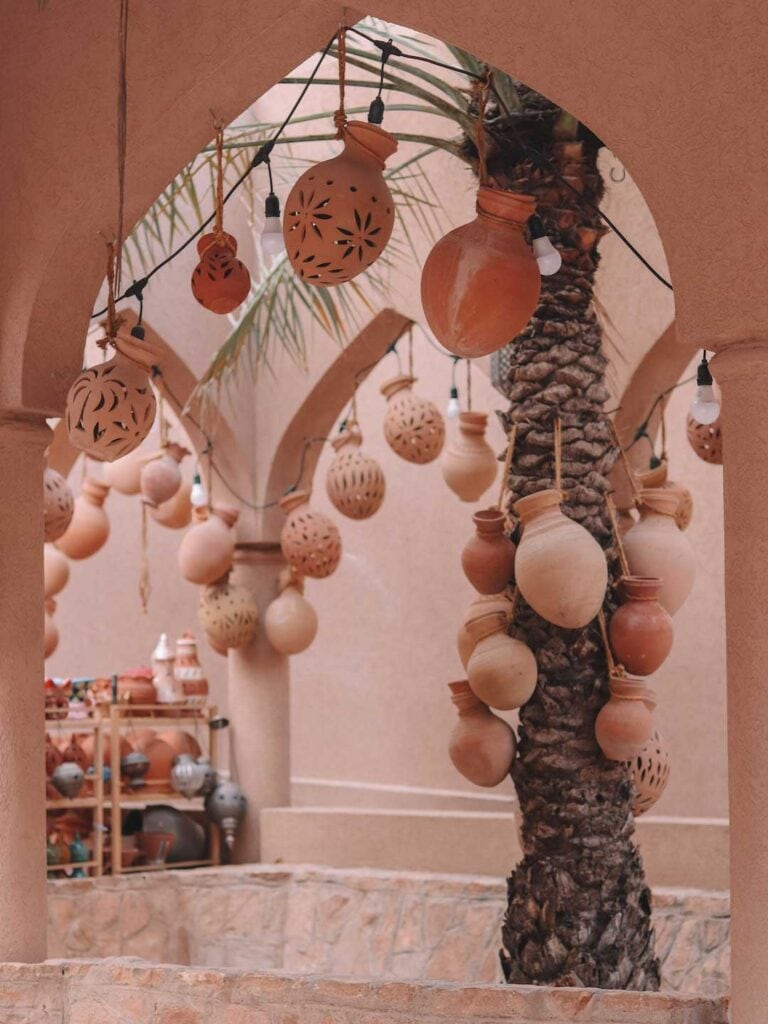 Pottery hanging at Nizwa Souq. Spend 3 days in Nizwa during a road trip in Oman