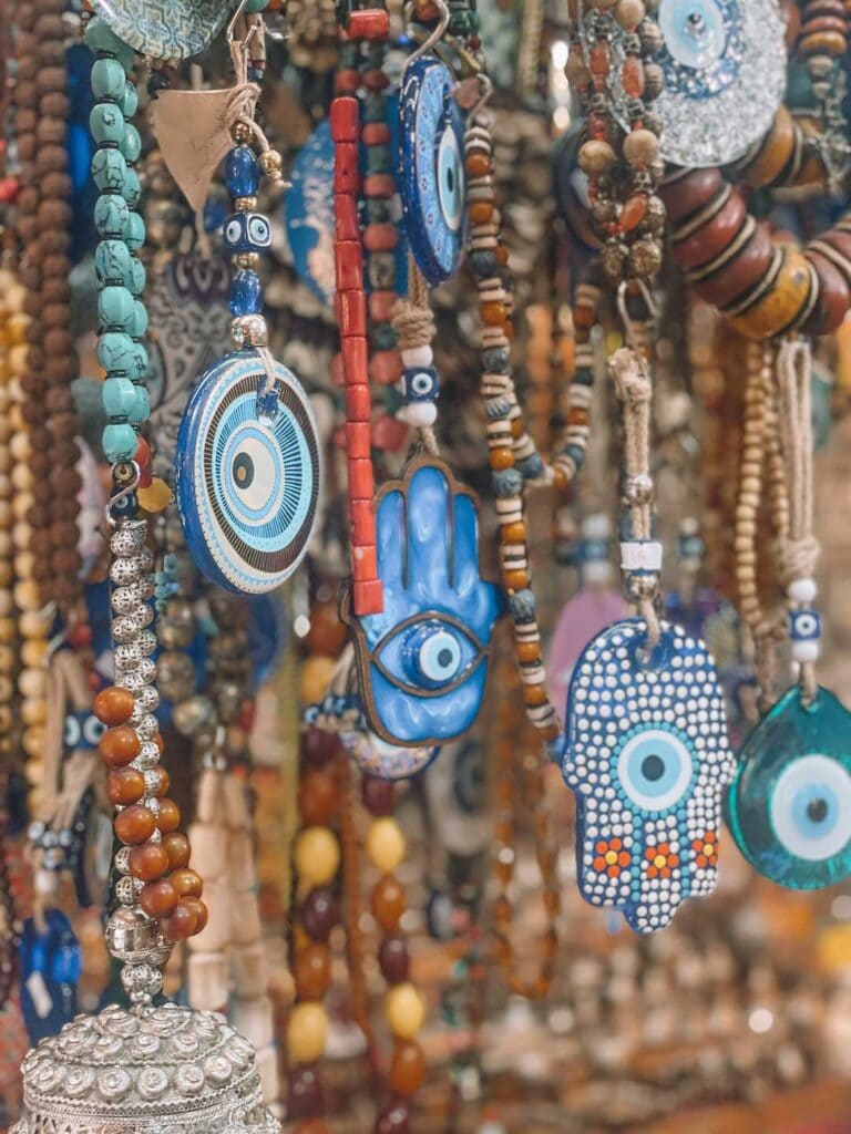 Close up image of some of the souvenirs that can be purchased at Mutrah Souq