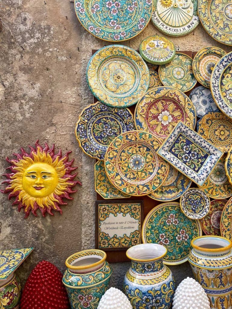 Decorative plates on the wall in Sicily