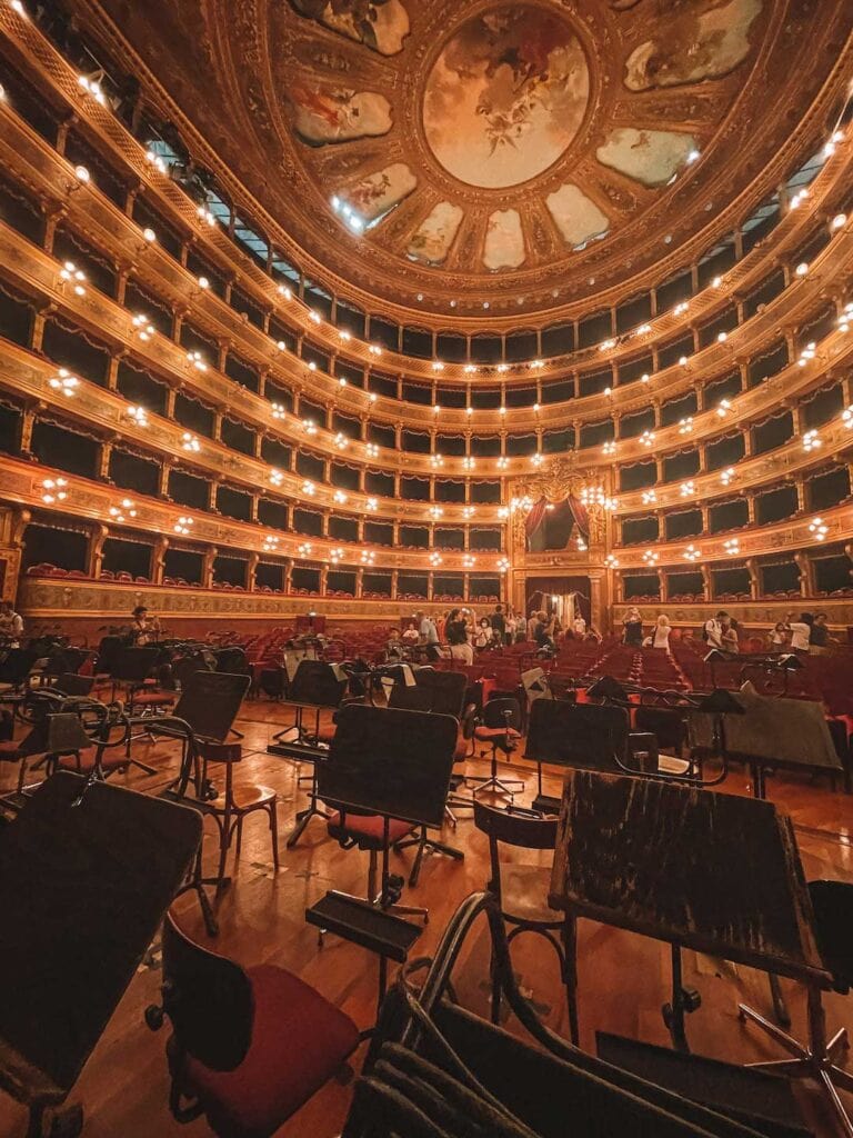 Inside the opera house in Palermo, this is the third largest opera house in Europe