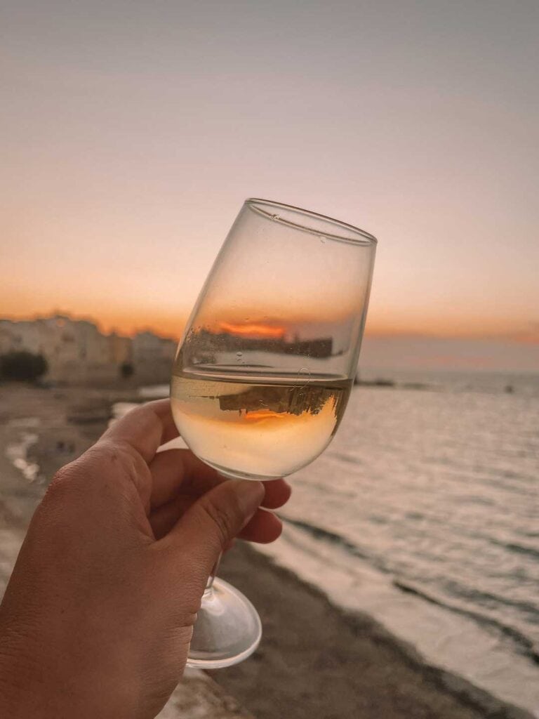 local wine at sunset in Trapani Sicily