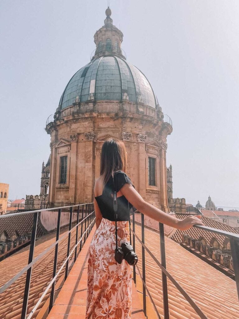 Elyse on the rooftop of the Palermo Cathedral