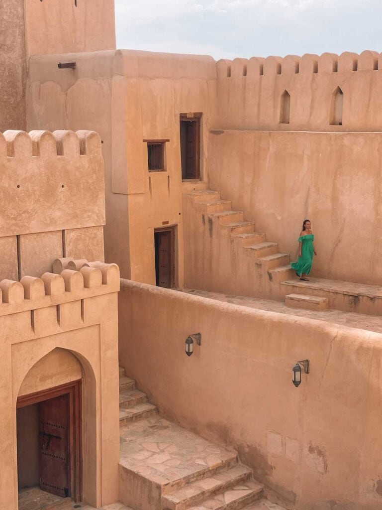 Walking down the steps in Nizwa Fort. During 2 weeks in Oman