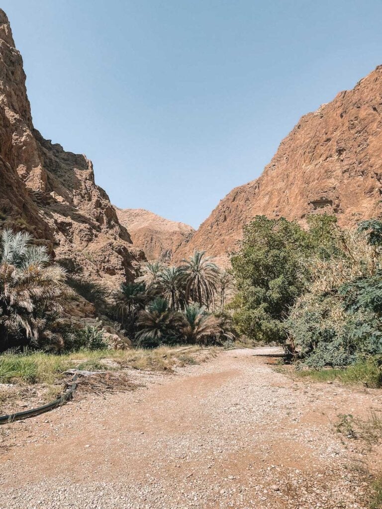 beginning hiking trail to wadi shab