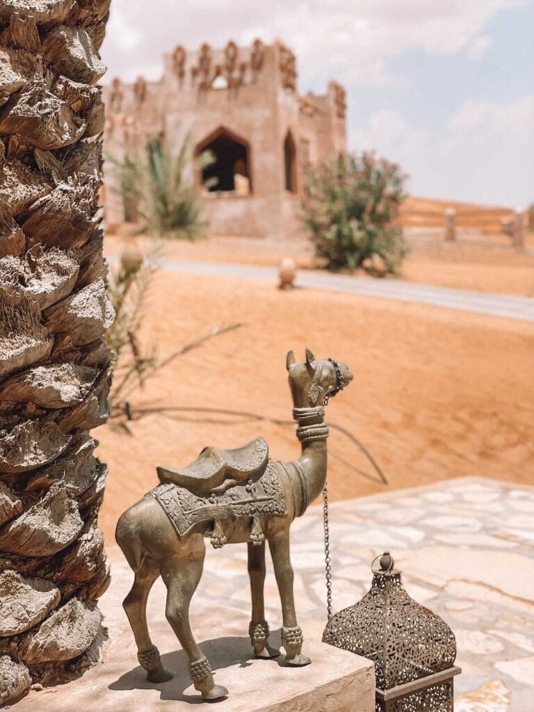 Brass camel statue at 1000 nights desert camp