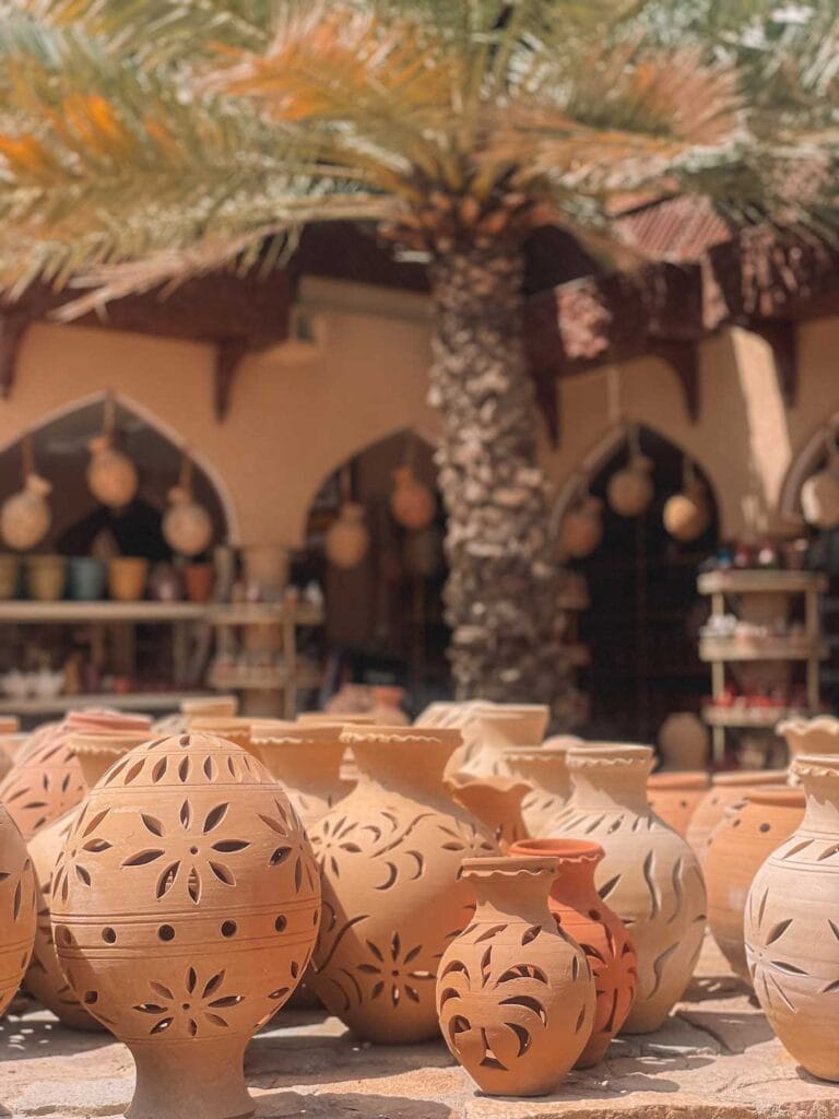 inside Nizwa Souq where all the clay pots are displayed