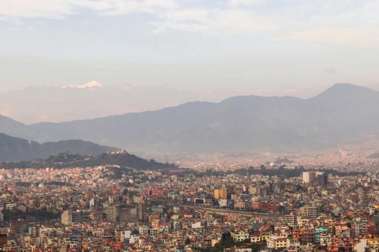 Kathmandu valley with snow-capped Mountains in the distance