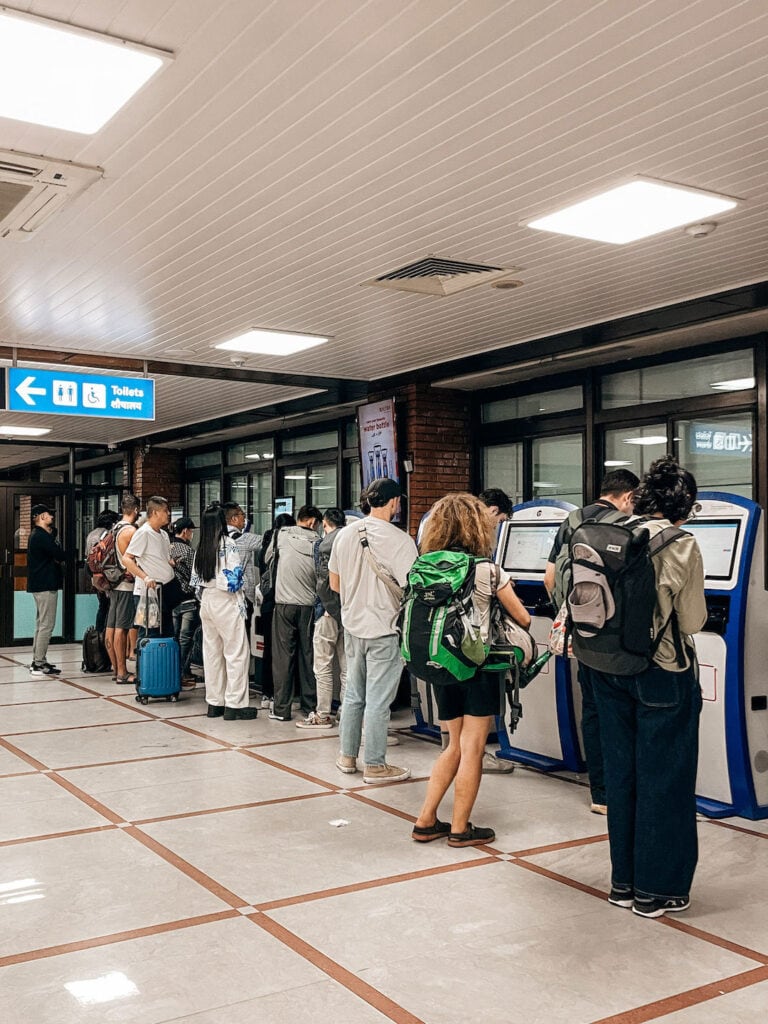 People lining up to apply for their tourist visa for Nepal at Kathmandu airport
