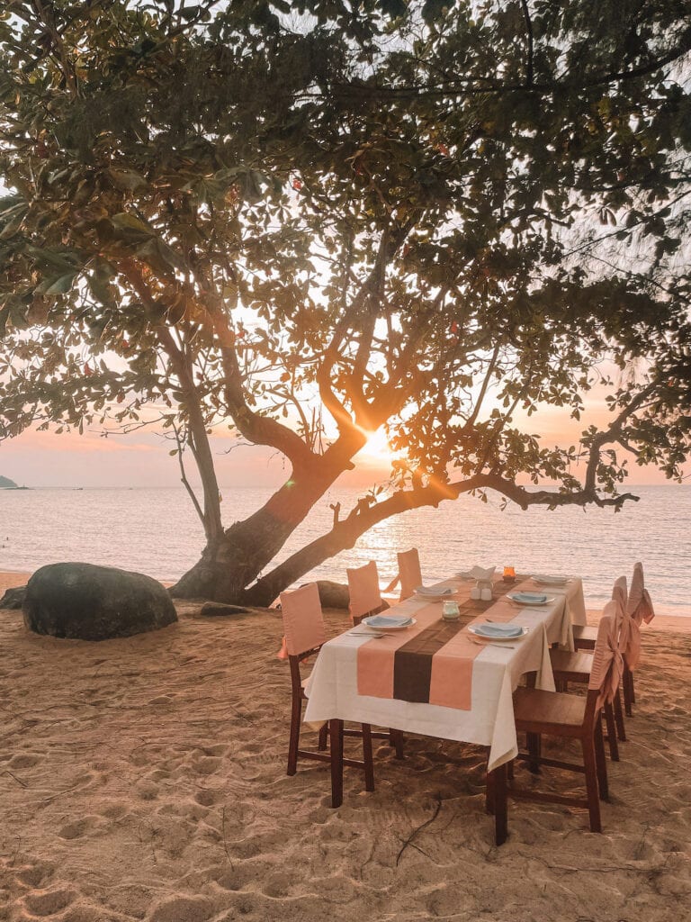 private family dinner on the beach in khao lak