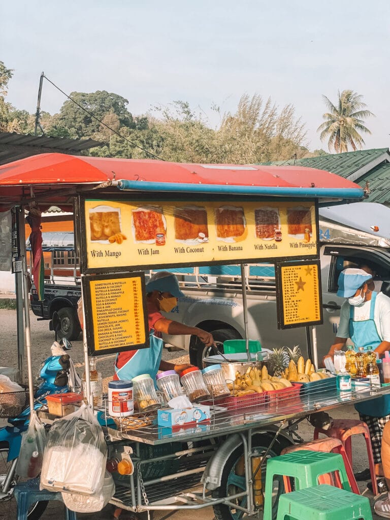 food cart in Thailand selling pancakes