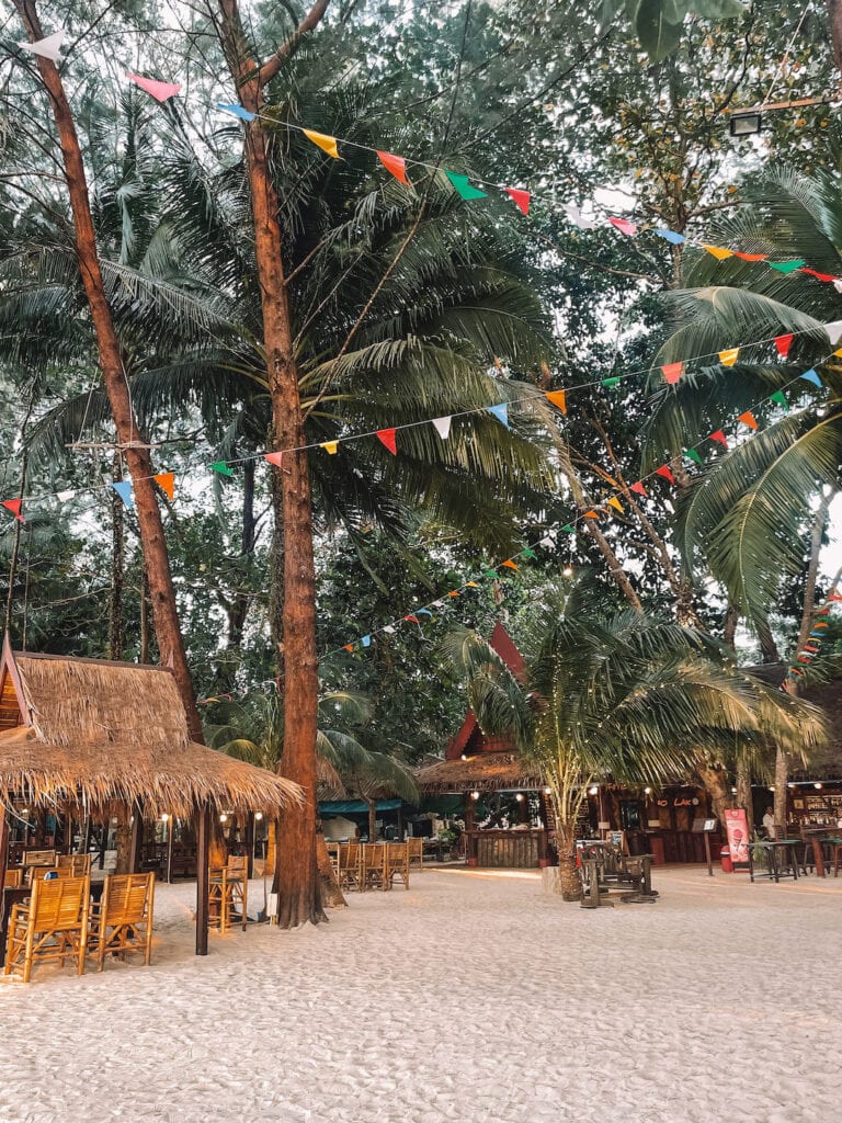 Restaurant on the beach in Thailand. White Sand Beach