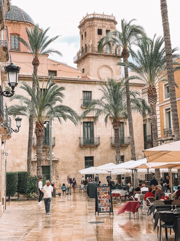 Alicante old town on a cloudy day.