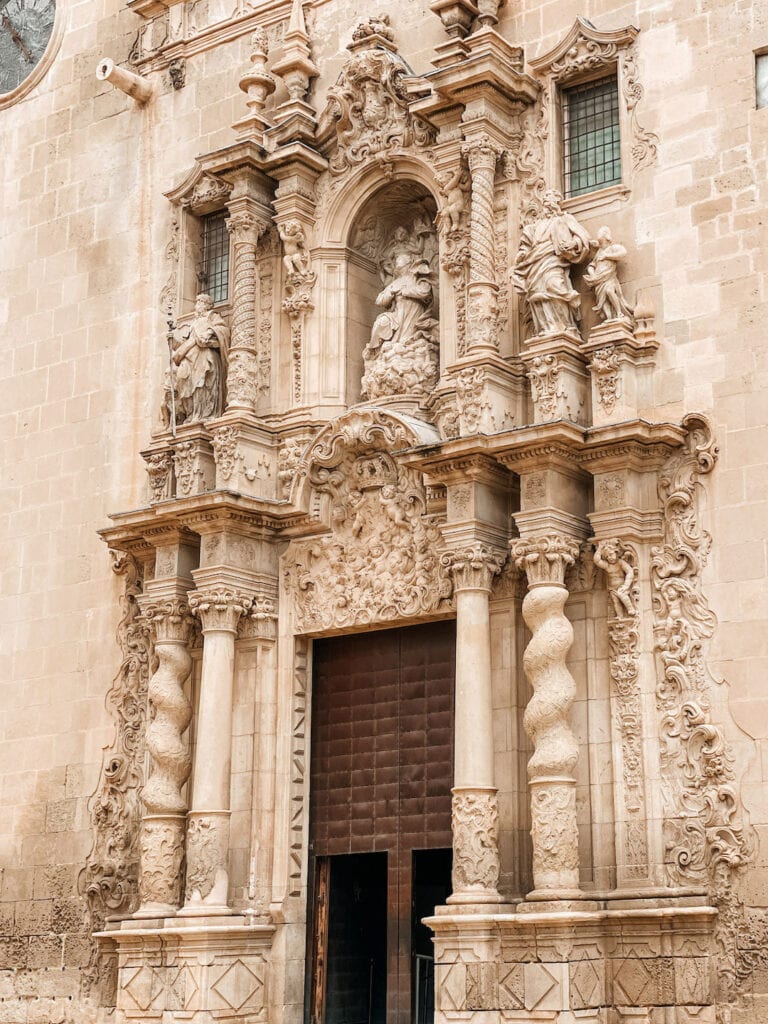 Main entrance to Basilica Santa Maria, in Alicante Old Town