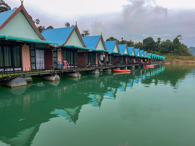 floating lakehouse, basic accommodation in Khao Sok national park. One of the unique hotels in Thailand