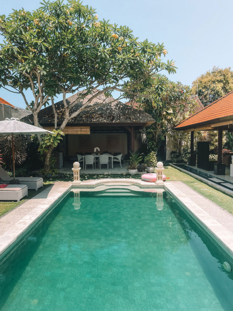 Swimming pool on a sunny day at a private villa in Sanur