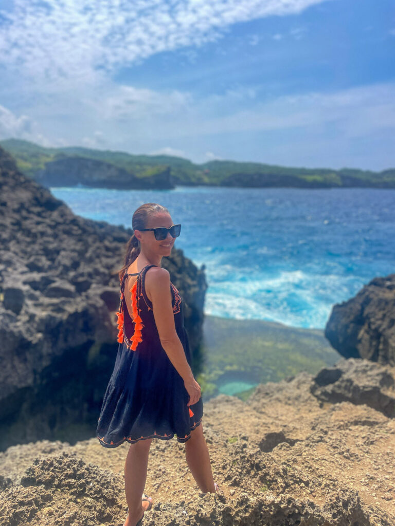 Standing at Angels Billabong during a day trip of Nusa Penida