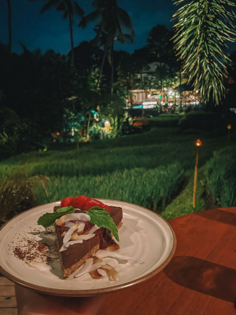 Chocolate dessert served to my room at Manzel Ubud