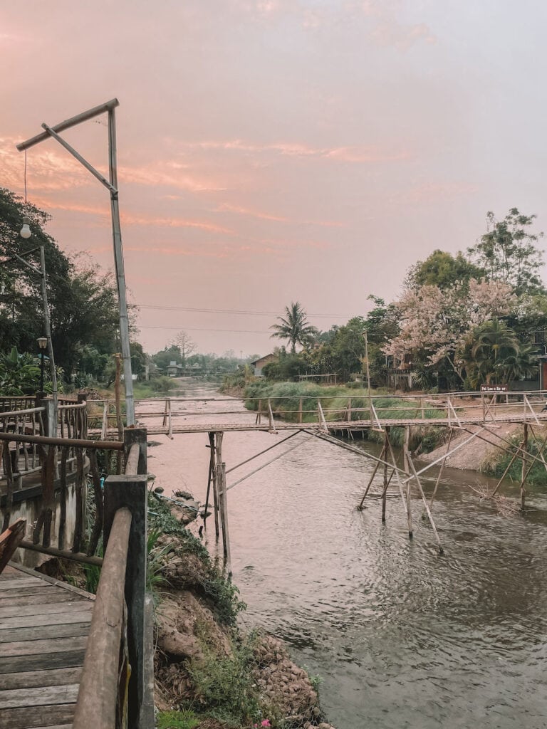 view of the river at sunset in Pai