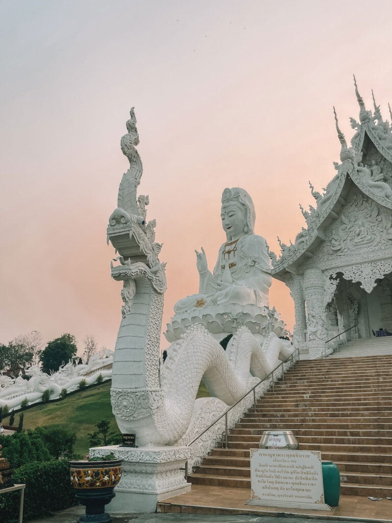 The sun setting behind Wat-Huay-Pla-Kang temple