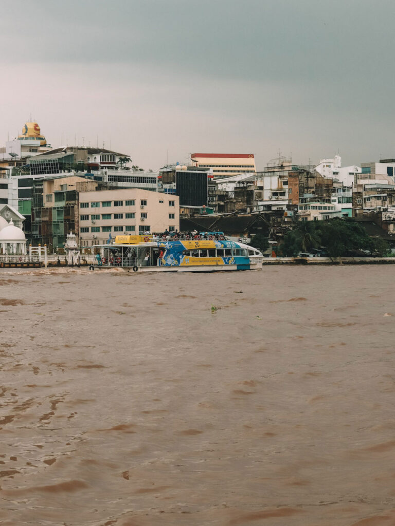 the hop on and hop off boat, along the river in Bangkok