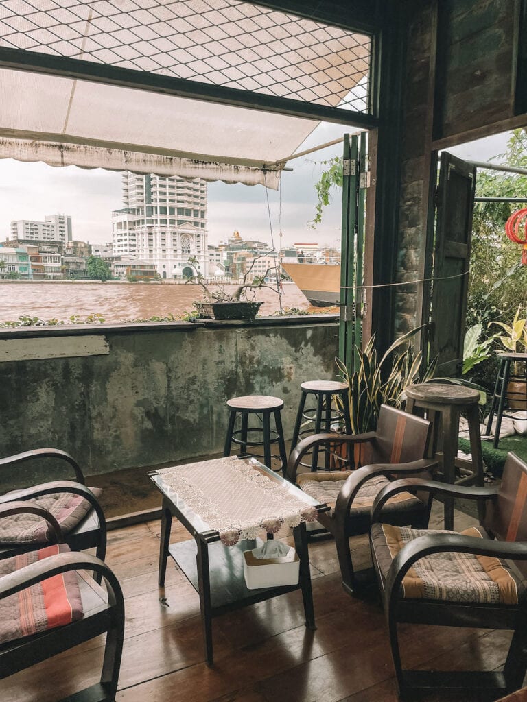 riverside seating at My Grandparents House in Bangkok