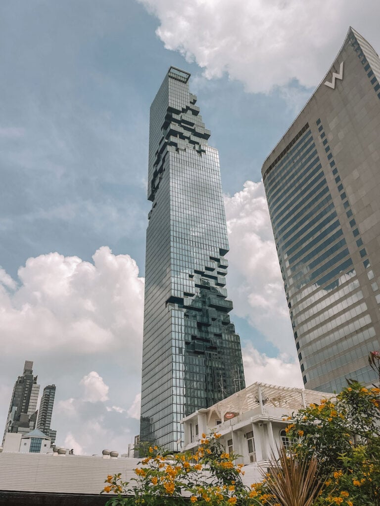 Tall skyscraper in central bangkok on a sunny day