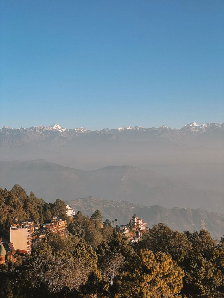 views of the Himalayas mountains from Nagarkot